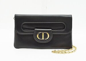 ☆◇美品【Christian Dior クリスチャン・ディオール】DIOR DOUBLE 2WAYチェーンショルダーバッグ M8641U ブラック/ゴールド金具