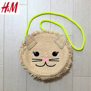 H&M エイチアンドエム ねこカゴポシェット ショルダーバッグ ストローバッグ カゴバック 麦わら 猫 キャット