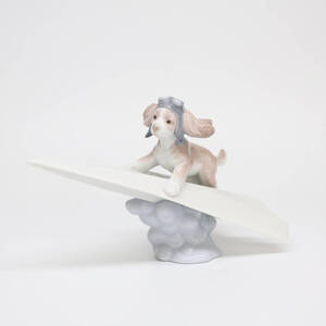 1円 LLADRO リヤドロ ホワイト 可愛いパイロット オブジェ マルチカラー