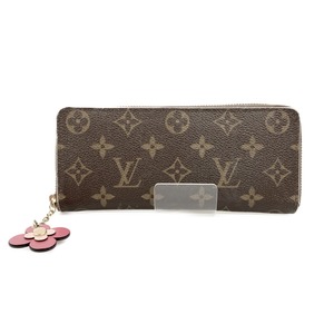 〇〇 LOUIS VUITTON ルイヴィトン モノグラム ポルトフォイユ クレマンス ラウンドファスナー 長財布 M64201 ブラウン やや傷や汚れあり