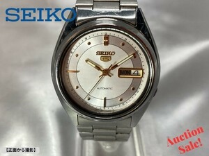 【可動品】SEIKO セイコー セイコー5 腕時計 7009-3040 AT 自動巻き デイデイト メンズ 白文字盤 ゴールド針 アンティーク