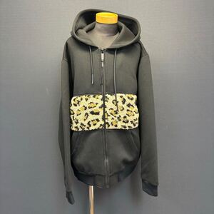 DIESEL Leopard Zip Up Hoodie ディーゼル レオパード ジップアップ フーディー size 3XL ブラック 長袖 パーカー