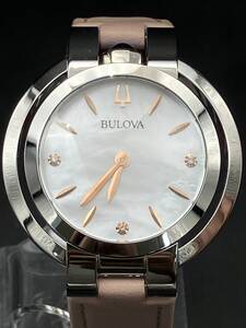 BULOVA ブローバ 96P197 サファイアガラス ステンレススチール 箱 保証書 クォーツ 腕時計 ウォッチ WATCH ピンク色のベルト