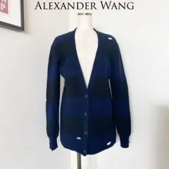 【美品】Alexander Wang ボーダー　ダメージニット カーディガン