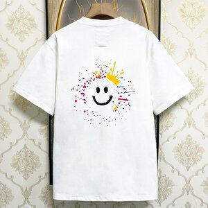 個性EU製＆定価2万◆UABONI*Paris*半袖Tシャツ*ユアボニ*パリ発◆上級 綿100％ 快適 通気 笑顔 スプラッシュ スウェット 面白い 夏 XL/50