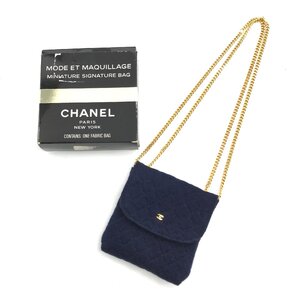 CHANEL シャネル ミニミニ マトラッセ コットン チェーン バッグ ネイビー 美品 K164