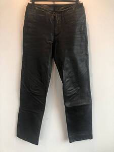 DIRK BIKKEMBERGS ダーク ビッケンバーグ レザーパンツ 44 黒 AW 1999-2000 秋冬コレクション 羊皮 ブラック 古着 中古 アントワープ6