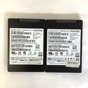 S60517161 SanDisk SATA 128GB 2.5インチ SSD 2点 【中古動作品】.