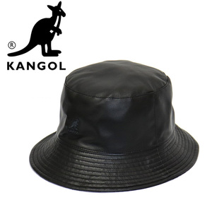 KANGOL (カンゴール) 233069630 SMU FAUX RV SHORT BUCKET フェイクレザー バケット ハット 01BLACK KGL041 L