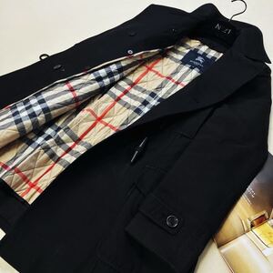 002 美品　メガチェック　参考価格15万●BURBERRY LONDON●華やかなシルエット〜高級中綿ダッフルコート バーバリーコート 38 M