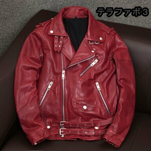 バイクレザージャケットメンズ羊革メンズ本革メンズジャケットS～4XL