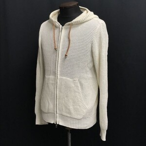 ビームス/BEAMS☆ワッフル/サーマル生地/コットンパーカー【メンズS/白/white】フルダブルジップ/Tops/Parker/Jumpers◇cBH388