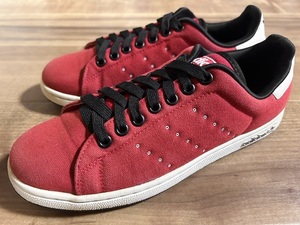 オールド、レア!アディダス STAN SMITH スタンスミス キャンバス 赤 2011年製 25cm US7 オリジナル ハイレット フランス ビンテージ