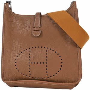 エルメス HERMES エヴリン 2 PM Hロゴ パンチング ショルダーバッグ トリヨンクレマンス ゴールド レディース 【中古】