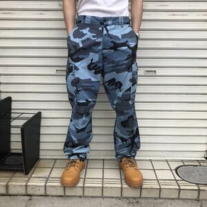 米軍 ロスコ ROTHCO BATTLE BDU PANTS ミリタリーパンツ カーゴパンツ USarmy プロッパー M-65 M-51 ブルーカモ 青迷彩 スカイブルー 88cm