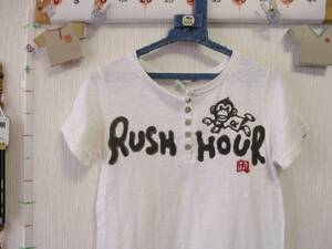 ♪服3367♪ レディース　半袖　ヘンリーネックTシャツ RUSH HOUR サイズМ 身長154-162 Used ～iiitomo～