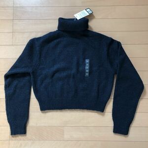 ルメール × UNIQLO モヘア　メランジ　タートルネックセーター レディース XS 新品　ネイビー　フワッ軽やか　アーバンコーデ　4389円