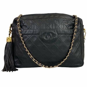 【1円～】シャネル CHANEL バッグ ショルダーバッグ マトラッセ 2番台 チェーンショルダー ブラック ユニセックス ヴィンテージ