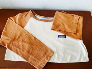 [美品]　PATAGONIA パタゴニア レディース 長袖 Tシャツ ロング オッフホワイト 茶色 オーガニックコットン100％ Slim Fit 洗い済み XS