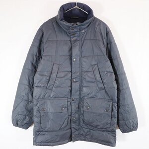 Barbour バブアー GREAT COAT ファイバーダウン キルティングジャケット スタンドカラー 防寒 ネイビー (メンズ L) 中古 古着 N5963