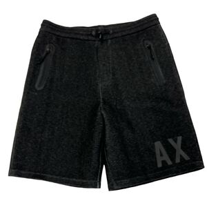 ■ A/X ARMANI EXCHANGE アルマーニ エクスチェンジ ■ A/X ビッグロゴプリント 止水ジップ スウェット地 ハーフ パンツ ブラック S