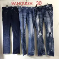 VANQUISH  ヴァンキッシュ デニムパンツ3着 30 ストレート ダメージ