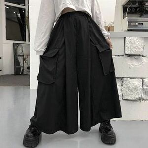 LAPB037春夏レディース メンズポケット ゆったり ハイウエスト ワイドパンツ(XL-6XL)