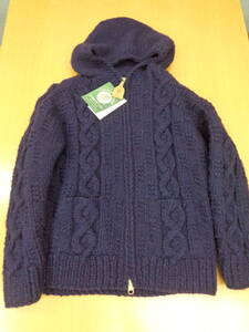 半額以下！ 定価 ¥64,000 CANADIAN SWEATER カナディアンセーター フード付きフロントＺＩＰカウチンセーター ウール　NAVY Size:38 