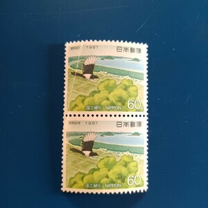 未使用　切手　60円×２枚　国土緑化運動 1987