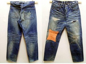 即決[W32]SUGAR CANE SC41001 001 LONE STAR JEANS 1922 Model パッチワーク 本革 レザー シュガーケーン デニム■6144