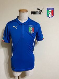 【美品】PUMA プーマ サッカー イタリア代表 2014 ホーム ユニフォーム トップス USサイズS 半袖 ブルー 744288