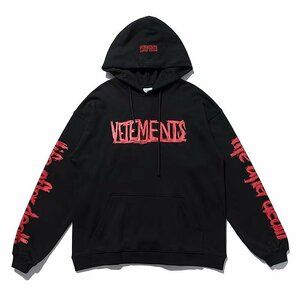 VETEMENTS ヴェトモンス Worldtour Logo Hoodie ウェットプルパーカ パーカ ブラック 中古 M TJ 1