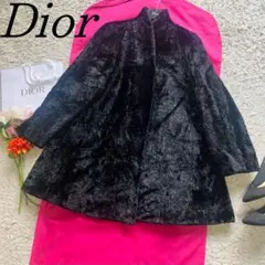 【美品】Christian Dior フェイクファーコート ブラック 9 M