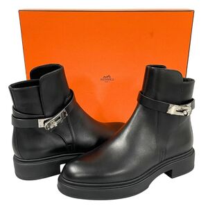 HERMES エルメス ヴェオ アンクルブーツ シルバー金具 ブラック サイズ37 正規品 / 36146