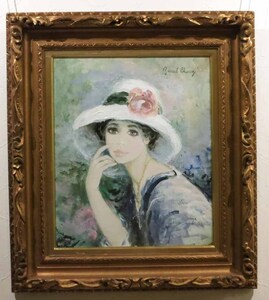 【真作】ベルナール・シャロワ 油彩画8号 女性像で世界的な人気画家 作家証明書付