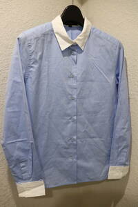 即決 Demi-Luxe BEAMS. デミルクス ビームス 美品 長袖クレリックシャツ ドレスシャツ ブラウス レディース 36 ブルー 日本製