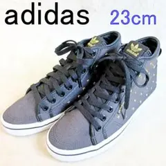 ✨輝くゴールドスタッズ✨adidas ハニーミッド Wスター 23cm 黒