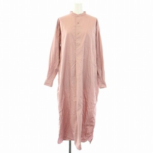 リノ LENO BAND COLLAR PULLOVER DRESS シャツワンピース バンドカラー ロング 長袖 0 XS ピンク L2101-DR002 /TK レディース