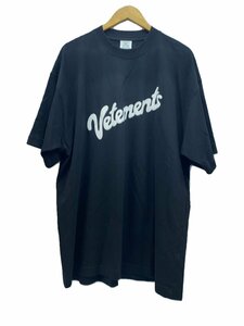 VETEMENTS◆22AW/スウィートロゴプリントTシャツ/ネックロゴプリント/S/コットン/ブラック/UA53TR480B