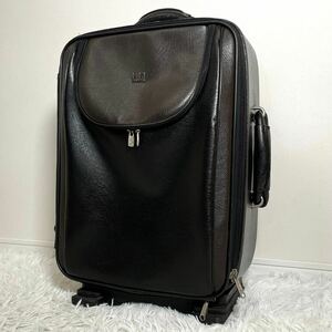 美品 ダンヒル dunhill メンズ ビジネス キャリーケース 旅行カバン スーツケース トラベル オールレザー ブラック 黒 ロゴ金具 出張 