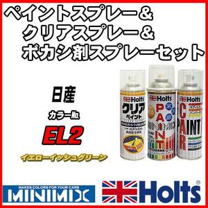 ペイントスプレー 日産 EL2 イエローイッシュグリーン Holts MINIMIX クリアスプレー ボカシ剤スプレーセット