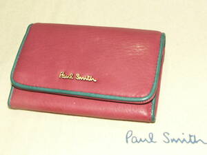 PWU181-R④　新品本物即決　ポールスミス　Paul Smith　牛革　カラードトリム　名刺入れ　カードケース