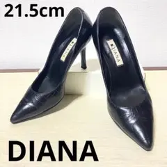 【状態良好】DIANA ダイアナクロコブラック　黒ポインテッドトゥ