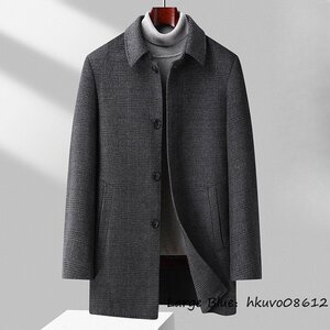 18万 最上級*ビジネスコート メンズ ウールコート ダウンジャケット 超希少 セレブ*WOOL 紳士スーツ 厚手 新品 ロングコート グレー XL