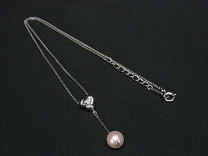 1円 ■極美品■ TASAKI タサキ 本真珠 アコヤ真珠 パール 約7mm ダイヤモンド 0.01ct SV925 ネックレス ペンダント シルバー系 BL1194