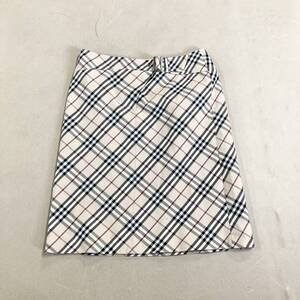 ★ BURBERRY BLUE LABEL バーバリーブルーレーベル スカート 台形スカート ベルト ベージュ ノバチェック 36 レディース ボトムス 0.24kg