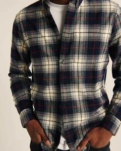 正規品 新品 Abercrombie＆Fitch アバクロンビー＆フィッチ US-S フランネルチェックシャツ Flannel Shirts ネルシャツ Navy Blue Plaid