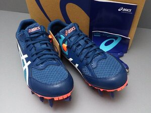 #【タグ付】asics アシックス EFFORT 13 エフォート 1093A167 401 25cm Mako Blue/White ハンドル付 兼用 陸上スパイク（札）