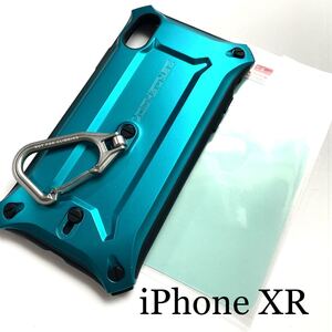 iPhoneXR用ケース★ZEROSHOCK★2WAYカラビナ付★3層構造保護フィルム付★ELECOM★ブルー