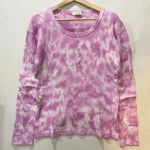 美品! a.v.v HOMME (アー・ヴェ・ヴェ) テレコ ヘンリーネック タイダイ Tシャツ (48) PINK PURPLE | Mens メンズ ピンク パープル